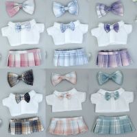 Birthday Gift Letter Plaid Skirt Jk Set + PU Leather Shoes 20 Cm Doll Clothes Set Star Cotton Doll Dress Up Clothes Puppet Wear