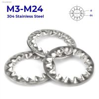 ✽ M3 M4 M5 M6 M8 M10 M12 M14 M16-M24 304 Stainless Steel Lock Washer Gasket Internal Toothed Serrated Lock Washer Gasket Flat Pad