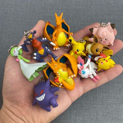 ZZOOI POKEMON Gengar Cartoon Pendant Keychains Reza Mon Charizard Gardevoir Action Figure Model Ornamnets Unisex