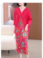 ♙ Aiden001 Average Size Floral Skirt Women Summer Tassel Dress Dolman Sleeve Plus Size Womens Package Hip Dress AC026