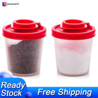 Salt and Pepper Shakers Moisture Proof ,Salt Shaker with Red Covers Lids Plastic Airtight Spice Jar Dispenser