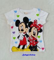 H&amp;M: เสื้อยืด ลาย micky mouse 2 สี สีขาว สีโอรส size 4-10y