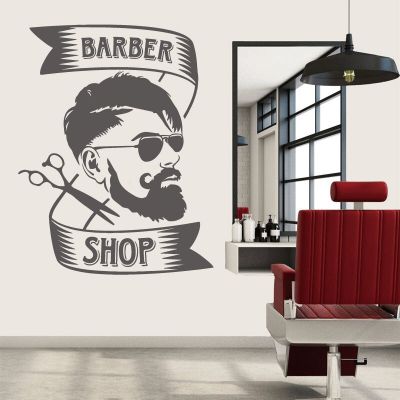 Hair salon vinyl wall decals mens style barber shop stickers window shop recruits personalized decoration stickers mural gifts