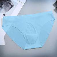 【CW】 Silk Seamless Men Mid Waist Briefs Piece Semi-Transparent Breathable Bugle Underpant A50