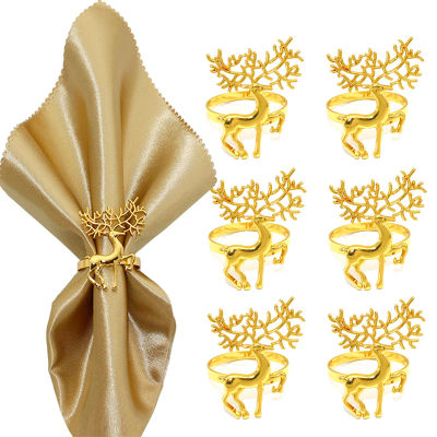 Party Hotel Wedding Napkin Holder Kitchen Table Linen Accessories Buckle Deer Christmas Gold