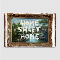 Home Sweet Home การออกแบบโปสเตอร์เมทัลมีคราบผนังถ้ำเครื่องตกแต่งฝาผนังโปสเตอร์ป้ายดีบุกห้องนั่งเล่น0718