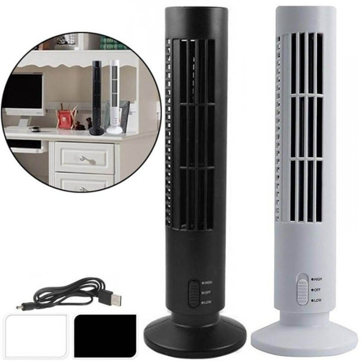 Mini Tower Fan USB 2 Level Adjustable Speed Light Vertical Bladeless ...