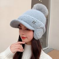 Ladies Thickened and Velvet Duck Tongue Knitted Wool Hat Winter Hats Baseball Autumn and Winter Ear Protection CapTo Keep Warm