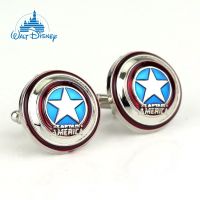 【YF】 Marvel Sci-fi Movie Avengers Captain America Shield Cufflinks Fashion Trend Metal Accessories Gifts For Fans