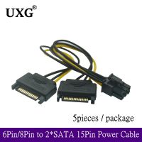 5pcs SATA Dual 15Pin M To Graphics Card PCI e PCIE 6 Pin F Video Card Power Supply Cable 6pin To Sata 15Pin Y Splitter Adapter