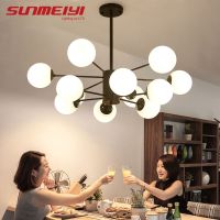 SUNMEIYI E27ถั่ววิเศษโคมไฟลูกบอลแก้วโคมระย้า LED ห้องนั่งเล่นทันสมัยโคมระย้าเพดานอุปกรณ์ติดตั้งไฟห้องนอนห้องรับประทานอาหาร