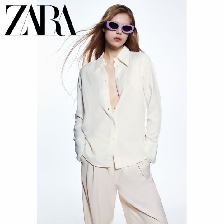 zara-ใหม่-เสื้อเชิ้ตแขนยาว-ผ้าเรยอน-สําหรับผู้หญิง