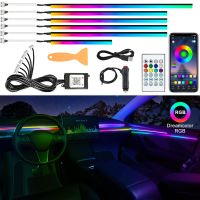 Full Color RGB LED Car Interior Ambient Lights Acrylic Strip Light App Control Auto Atmosphere Decorative Lamp Dashboard Neon