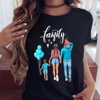 Cartoon Mom Dad Daughter Son Print Family T Shirts Casual Top T Shirt Graphic Tee T-Shirt Top