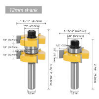 2pcs 12mm 12 Inch Shank Tongue &amp; Groove Router Bits Set Stock 1-12 Tenon Milling Cutter for Wood Woodworking Tools Bit 03074