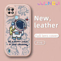 Jlingji เคสสำหรับ Realme C21 C21Y C25Y การ์ตูนน่ารักลายนักบินอวกาศดีไซน์ใหม่บางนุ่มหนังซิลิกาเคสโทรศัพท์เจลกล้องฝาปิดเลนส์เต็มเคสกันกระแทกกันกระแทก