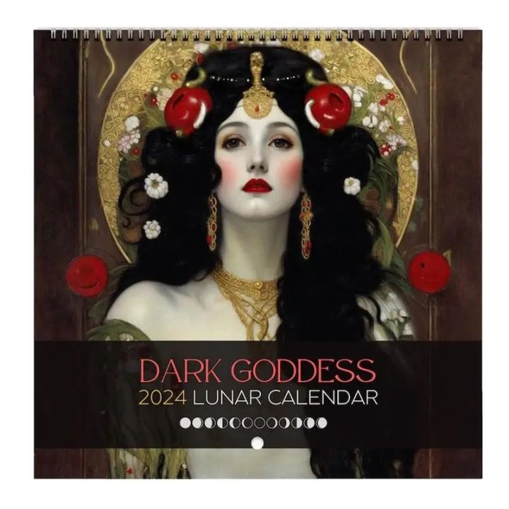 dfcd Dark Goddess 2024 Calendar Black Wall Calendar Moon Phases Greek