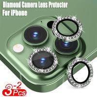 Diamond Metal Camera Lens Protector Glass For iPhone 11 Pro Max 14 Plus 12 13 Mimi 14 13 12 Pro Camera Lens Protective Full Film  Screen Protectors