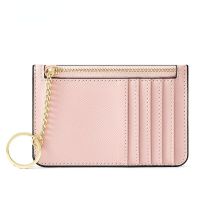 Solid Color Card Holder for Women Super Thin Small Female Wallet Pu Leather Mini Business ID Credit Card Case Womens KeyChain Card Holders