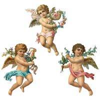 Three Ratels QCF51 Classic European Angel oil painting picture quality sticker antique era old Art Decal for home decoration Wall Stickers  Decals