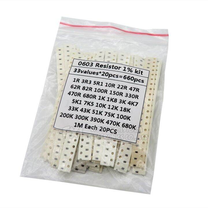 0603 Smd Resistor Kit Assorted Kit 1ohm1m Ohm 1 33valuesx 20pcs