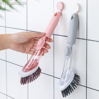 ♚❈✈ Plastic Long Handle Refillable Sponge Dishwashing Brush Automatic Liquid Adding Bowls Kitchen Cleaning Brush