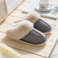 Home Women Full Fur Slippers Winter Warm Plush Bedroom Non-Slip Couples Shoes Indoor Ladies Slippers new