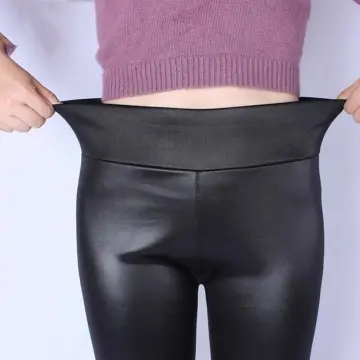 Sexy Latex Pantswomen's High-waist Velvet Faux Leather Leggings - Sexy  Stretch Pencil Pants