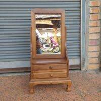 โต๊ะเครื่องแป้ง ไม้สัก (Dressing table made of teak wood) คันฉ่อง สีไม้ มี 2 ลิ้นชัก ขนาด กว้าง30xลึก15xสูง60 Cm กันปลวกและแมลง แข็งแรง ทนทาน สินค้าตรงปก