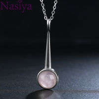 S925 Sterling Silver Necklace Natural Rose Quartz Pendant Necklace for Women Sweet Jewelry Wedding Engagement Party Gifts