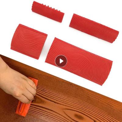 Paint Rollers Rubber Wood Grain Paint Roller Brush DIY Painting Decoration Tool Handle Wall Embossing Texture Brushing Tools Paint Tools Accessories