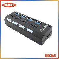 [Ready Stock] Portable USB 3.0 High Speed Hub with Four Separate Ports with Power Supply