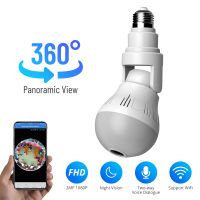 1080P Wifi Bulb Camera Wireless Panorama Camera Fisheye CCTV Surveillance Panoramic Lamp Baby Monitor Night Vision Video Cameras