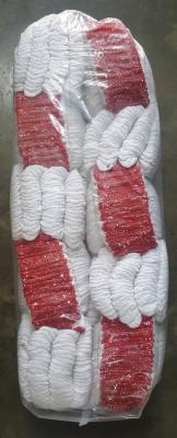 ถุงมือผ้าทอ 4 ขีด สีขาวขอบแดง (10 โหล)
