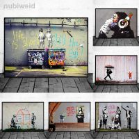 ☍❇งานศิลปะกราฟฟิตี Banksy ภาพวาดผ้าใบทันสมัยโปสเตอร์ศิลปะป๊อปสตรีทและภาพพิมพ์รูปภาพติดผนังสำหรับห้องนั่งเล่นตกแต่งบ้าน