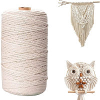 Macrame สายผ้าฝ้ายเชือกฝ้ายธรรมชาติ Twisted Soft Cotton Cord String DIY แขวนผนังไม้แขวนเสื้อหัตถกรรมถัก Craft Cord