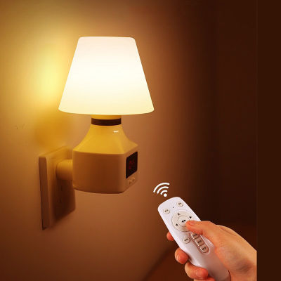 LED ไฟกลางคืนอัจฉริยะ โคมไฟข้างเตียง ห้องนอน โคมไฟกลางคืน พร้อมรีโมท ตั้งเวลาเปิด-ปิด หรี่แสงไฟได้ แสงอุ่น Warm ถนอมสายตา