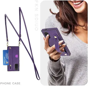 Card Holder Cord Rope Crossbody Necklace Phone Case For Samsung Galaxy S22  S21 S23 Note 20 S20 Ultra S9 S10 S20 Plus A90 Cover