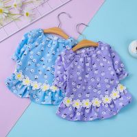 Purple Floral Dog Clothes Pet Dog Dress Pomeranian Bichon Summer Skirt Puppy Princess Skirt Thin Teddy Pullover Pet Products Dresses