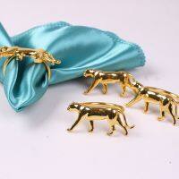 12PCS/metal alloy glossy leopard shape animal napkin ring table top decoration for New Year’s Christmas reception