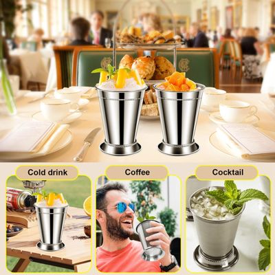 Set of 2 Mint Cups, Classic Stainless Steel Glasses for Party, Bar, Home, Restaurant, Stainless Steel 12Oz