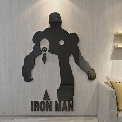 Avengers Wallสติ๊กเกอร์ตกแต่งCaptain America Iron Man Roomอะคริลิคสติ๊กเกอร์ติดผนัง