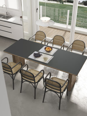 （HOT) ผ้าปูโต๊ะหนังสีดำเรียบง่ายผ้าปูโต๊ะกันน้ำกันน้ำมันไม่ต้องล้างผ้าปูโต๊ะผ้าปูโต๊ะกันความร้อน