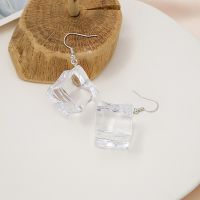 2021 New Japanese Korean Geometric Transparent Acrylic Fun Ice Cube Big Earrings Fashion Exaggerated Irregular Women 39;s Jewelry