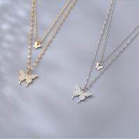 Korean Butterfly Silver Pendant ashion Necklace-YIMI