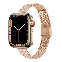 [HOT CHALIUIUILILXWE 607] ห่วงตาข่ายสำหรับ Apple Watch สาย7 41มม. 45มม. ผู้หญิงเพรียวสายรัดสำหรับ Iwatch Se 6 5 4 40มม. 44มม. 3 38มม. 42สเตนเลสสตีล