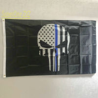 ZXZ Free shipping 90x150cm Punisher Skull Police Thin Blue Line American Flag 3ft x 5ft Printed Polyester