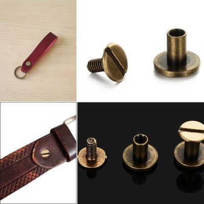 【CW】 10pcs Strap Rivets Screw Leather Craft Solid Nail Bolt Bookkeeping Round Head Screws Luggage Clothes/Bag Brass