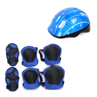 7pcs/set Boys Girls Kids Safety Helmet Knee Elbow Pad Set Suitable For 3-12 Childrens Helmet Protective Gear Set For Cycling Skate Bike