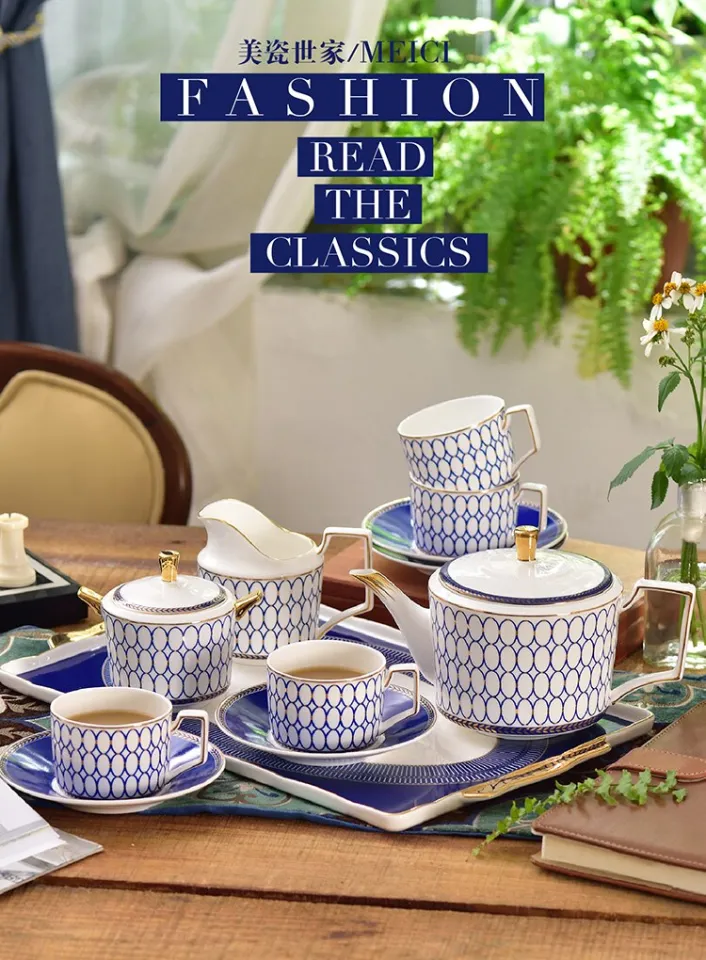 Bleus d'Ailleurs Tea Set (Teapot & Sugar Bowl & Tea Cups)